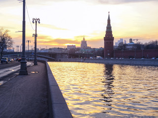 Fototapeta premium Moscow Kremlin in the evening