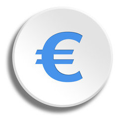 Blue euros in round white button with shadow