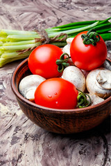 Vegetables for spring salad