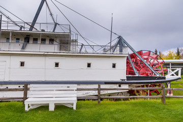 Fototapeta na wymiar Nenana sternwheeler in Pioneer Park, Fairbanks. The SS Nenana is a wooden-hull sternwheeler, built in Nenana, Alaska, in 1933.