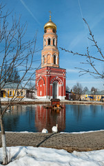 The bell tower of the ascension of David Desert Chekhov district of Russia, historical and cultural monuments of Christianity
