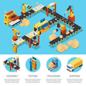 Isometric Industrial Factory Composition