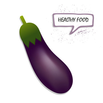 Healthy eggplant isolated on white background, vegetables, vitamins and minerals.