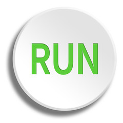 Green run in round white button with shadow