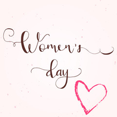 Greeting card - International Happy Women's Day. 8 March holiday background with lettering. Trendy design template for party flyer or banner. Vector illustration.