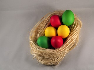 Easter eggs in basket 