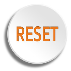 Orange reset in round white button with shadow
