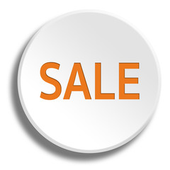 Orange sale in round white button with shadow