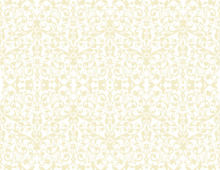 Beige swirl seamless pattern texture vector on white background. Vintage wrapping paper design