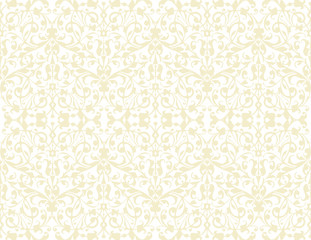 Beige swirl seamless pattern texture vector on white background. Vintage wrapping paper design
