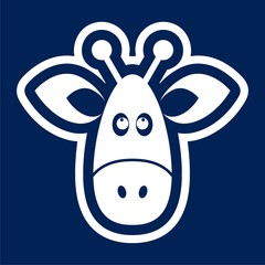 Giraffe face icon, flat animal face icon vector