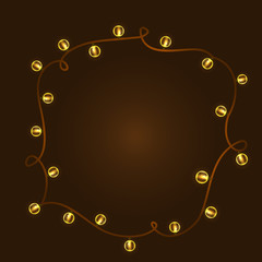 round flourish vintage decorative whorls frame leaves on brown background. Vector calligraphy illustration EPS10