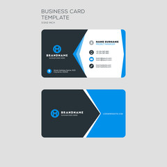 Corporate business card print template. Personal visiting card with company logo. Clean flat stationery design. Vector Illustration