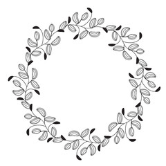 round flourish vintage decorative whorls frame leaves isolated on white background. Vector calligraphy illustration EPS10