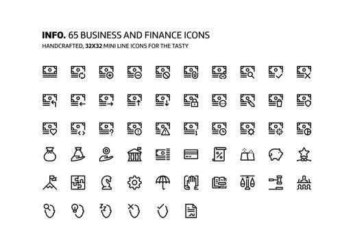 Finance and business mini line, illustrations, icons