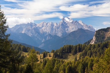 Fototapeta na wymiar Marmolada, the highest mount of Dolomites mountains