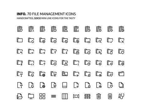 File management mini line, illustrations, icons