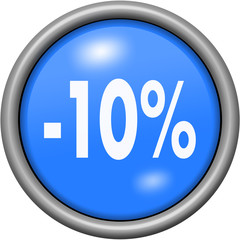 Blue design 10 percent in round 3D button