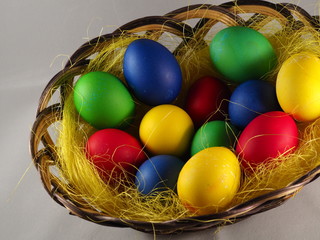 Easter eggs in basket 