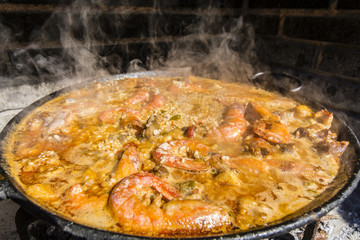 Typical and traditional spanish paella