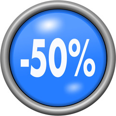 Blue design 50 percent in round 3D button
