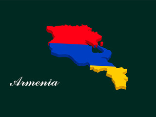 Fototapeta premium Armenia map vector with the armenian flag on dark green background