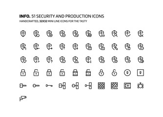 Security mini line, illustrations, icons