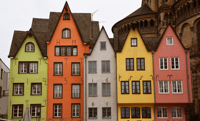 Colorful houses in the center of Cologne, Germany.