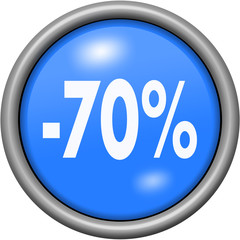 Blue design 70 percent in round 3D button