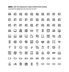 Technology and computers mini line, illustrations, icons