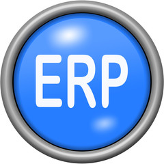 Blue design erp in round 3D button