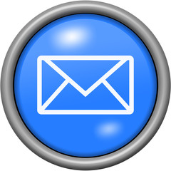 Blue design email in round 3D button