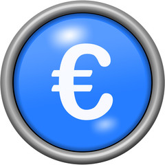 Blue design euros in round 3D button