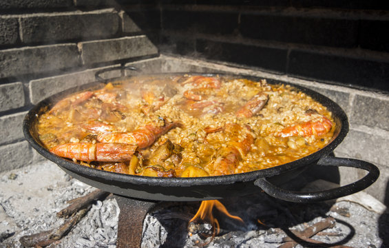 Typical and traditional spanish paella