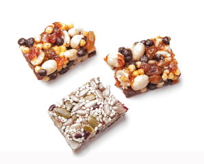 Granola bar on white background