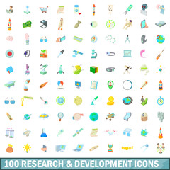 100 research and development icons set