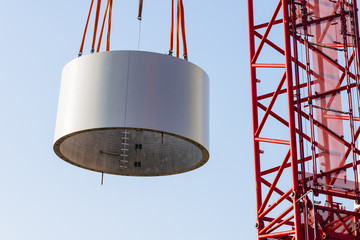 Construction of a wind turbine on a field / Hatzenbuehl, Rhineland-Palatinate, germany, Europe © JoergSteber