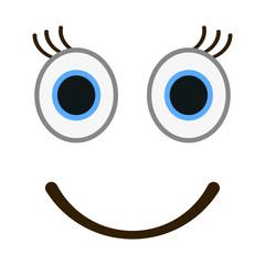 Smiling emoticon with happy eyes. Female emoji vector illustration.