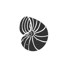Seashell isolated on white. Vector illustration. Beach concept for restaurant menu card, ticket, branding, logo label. Black and white