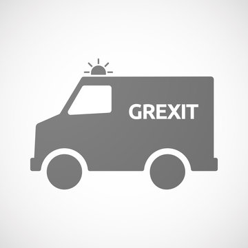 Isolated ambulance with  the text GREXIT