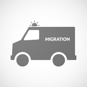 Isolated ambulance with  the text MIGRATION