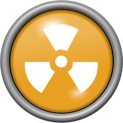 Orange design radioactive in round 3D button