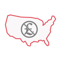 Isolated USA map with  a pound sign  in a not allowed signal