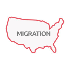 Fototapeta na wymiar Isolated USA map with the text MIGRATION