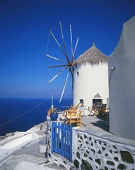 Papier Peint photo Moulins Windmühle auf Santorin  
