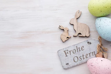 Poster Im Rahmen Oster- und Frühlingsdekoration, Blumen und Eier. © gitusik