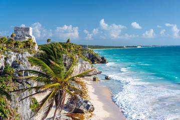 Tulum Ruins and Palm Tree - Powered by Adobe