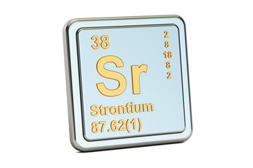 Strontium Sr, chemical element sign. 3D rendering