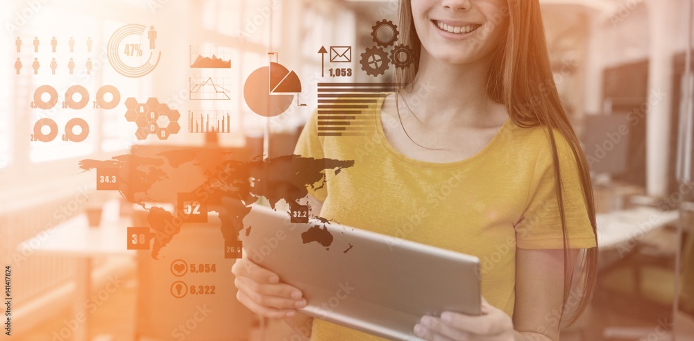 Poster composite image of global technology background 3d