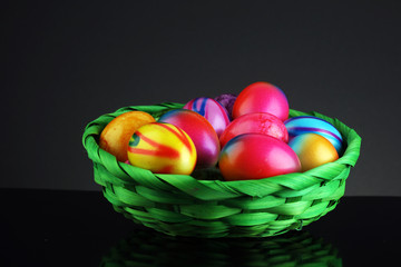 Easter eggs on table very colorful